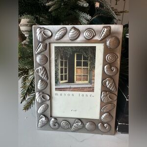 NEW Mason Lane Pewter Picture Frame Sea Shells Beach Embossed 4 x 6 Insert